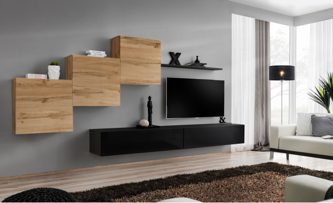 Modern wall unit complete set designer wall shelf sideboard