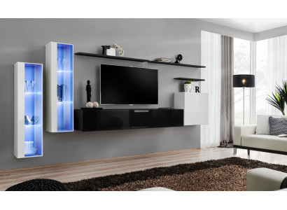 Living Room Black Set Wall Cabinet Display Cabinet Luxury Wall Units TV Stand Design New
