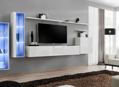 White Complete Living Room Wall Unit TV Stand Design Luxury Cabinet Wall Cabinet
