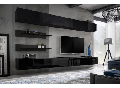 Living room wall shelf set 6-piece. Design wall unit wall cabinet design
