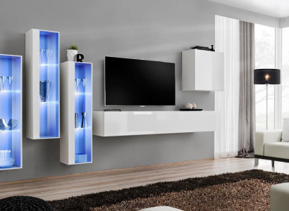 White Full Design Living Wall Sideboard 4x Cabinet RTV Lowboard TV Stand