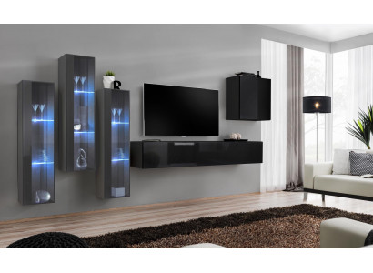 Designer wall unit furnishing wall cabinet living room furniture wood modern