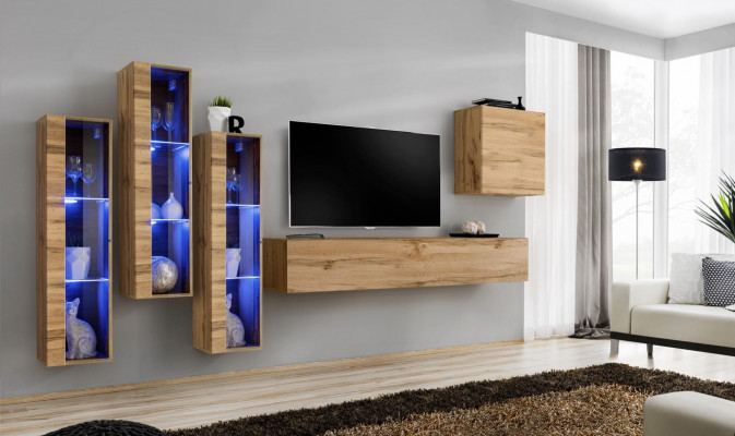 Living room furniture high gloss media wall TV stand set luxury style designer