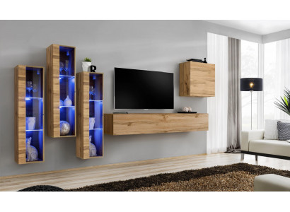 Living room furniture high gloss media wall TV stand set luxury style designer