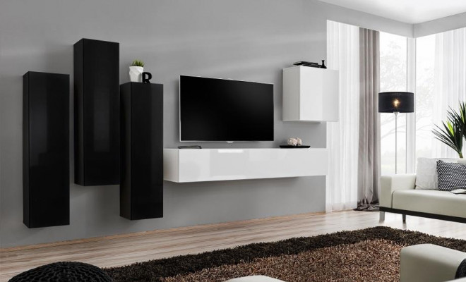 Living room set complete with wall unit lowboard TV stand wooden furniture