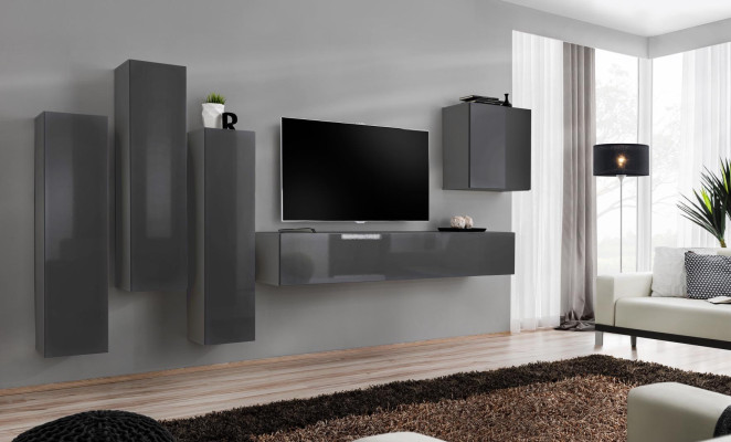 Modern wall unit living room TV stand living room set 5-piece TV stand