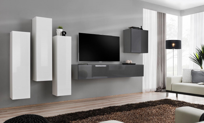 Living room set complete with sofa wall unit gray sideboard TV stand wall cabinet