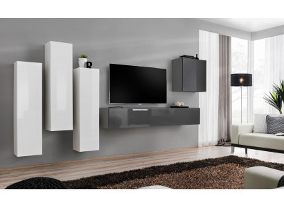 Living room set complete with sofa wall unit gray sideboard TV stand wall cabinet
