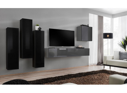 Gray TV stand sideboard luxury wall unit living room furniture modern complete