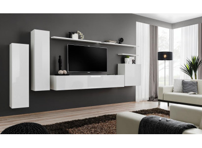 Living room wall unit set 7-piece sideboard wall shelf white TV stand wall cabinet
