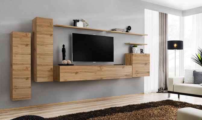 Brown wall unit living room furniture modern wall shelves designer style new TV stand