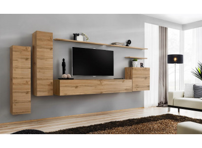 Brown wall unit living room furniture modern wall shelves designer style new TV stand