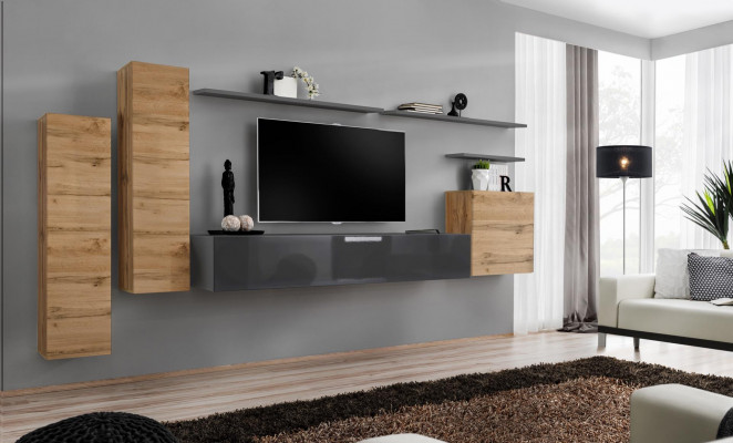 Designer living room complete wall unit shelves luxury wall cabinet new
