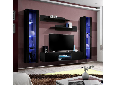5-piece TV unit set. Black wall unit wall cabinet TV stand design new