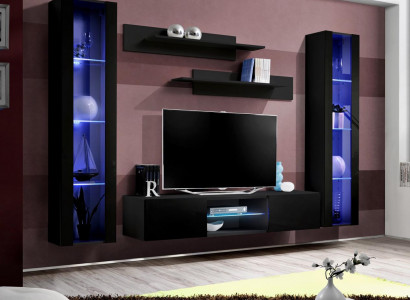 5-piece TV unit set. Black wall unit wall cabinet TV stand design new