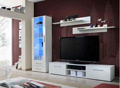 White wall unit TV stand display case TV stand sideboard modern furnishings shelves