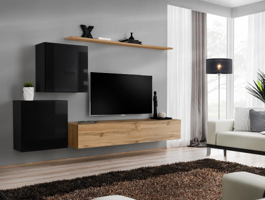 Modern new wall unit sideboard brown designer living room furniture wood wall cabinet
