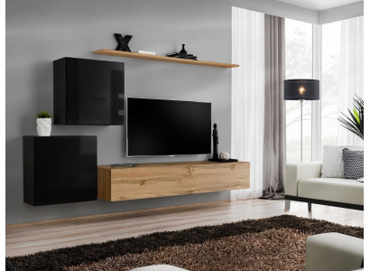 Modern new wall unit sideboard brown designer living room furniture wood wall cabinet