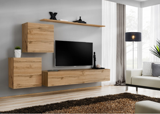Wall unit TV stand living room set 4-piece living furniture modern living room wood