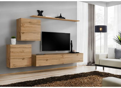 Wall unit TV stand living room set 4-piece living furniture modern living room wood