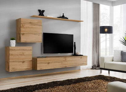 Wall unit TV stand living room set 4-piece living furniture modern living room wood