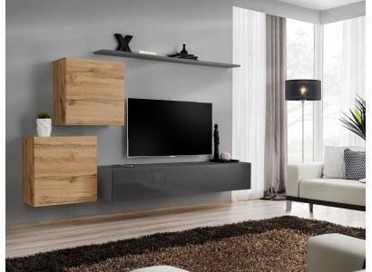 Living room furniture designer modern wall unit furnishing wall shelf gray