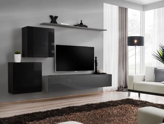 Living room furniture set designer wall unit sideboard 2x wall cabinets 4-piece designer new