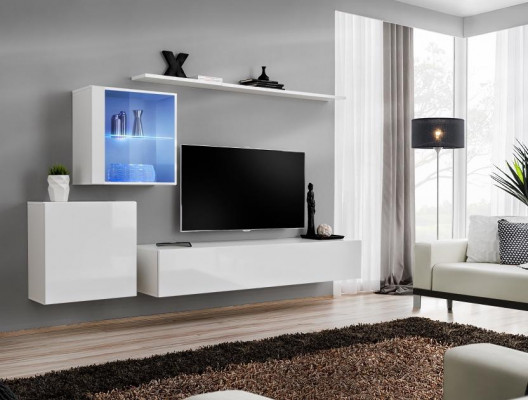 Complete set living room wall unit TV stand high gloss luxury sideboard white new designer