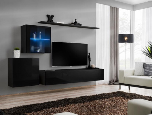 Luxury Black Living Room Wall Unit 2x Wall Cabinets Living Room Furniture