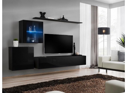 Luxury Black Living Room Wall Unit 2x Wall Cabinets Living Room Furniture