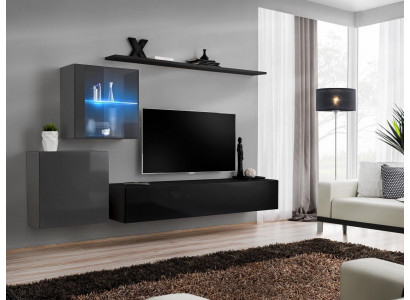 Living room wall unit 2x wall cabinet high-gloss wall shelf designer wood furniture
