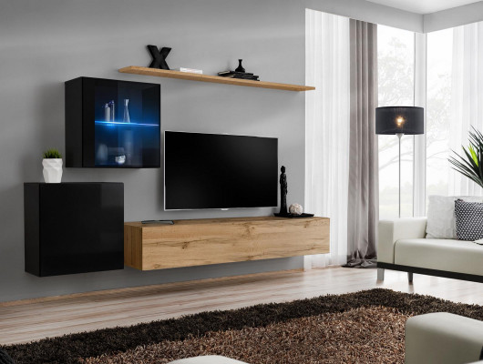 High-Gloss Wall Cabinet Living Room Wall Designer Luxury Set Wall Shelf Furniture