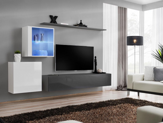 Living room wall unit, wooden furniture wall cabinet, designer wall shelf, complete furniture, designer