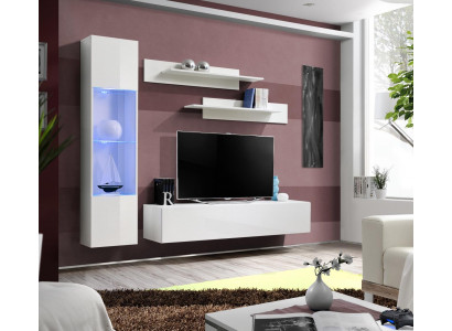 Living room furniture white wall unit designer luxury TV stand hanging display cabinets shelves