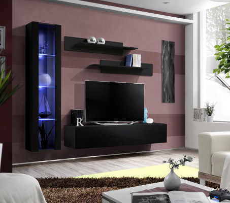 Living room furniture black complete set wall unit designer hanging display cabinet furniture
