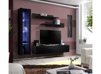 Living room furniture black complete set wall unit designer hanging display cabinet furniture