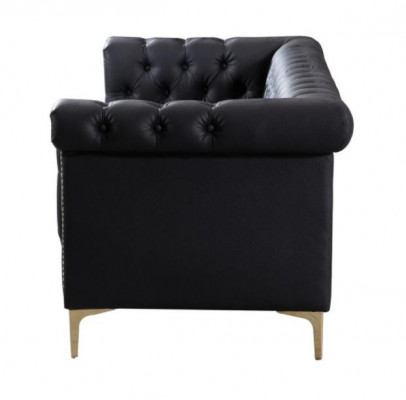 Black Three-Seater Chesterfield Modern Design Couch Leather Sofa Designer Furniture
