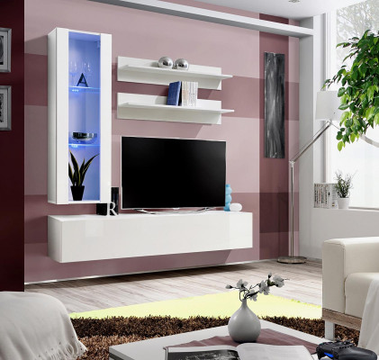Complete TV stand furniture designer set 4 piece lowboard wall cabinet