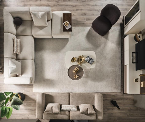 Beige corner sofa luxury L-shaped couch designer armchair luxurious upholstered furniture