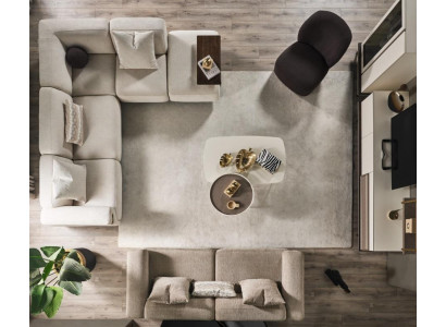 Beige corner sofa luxury L-shaped couch designer armchair luxurious upholstered furniture