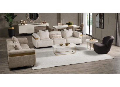 Modern beige sofa set 4+3 seater + armchair living room luxury set 3-piece
