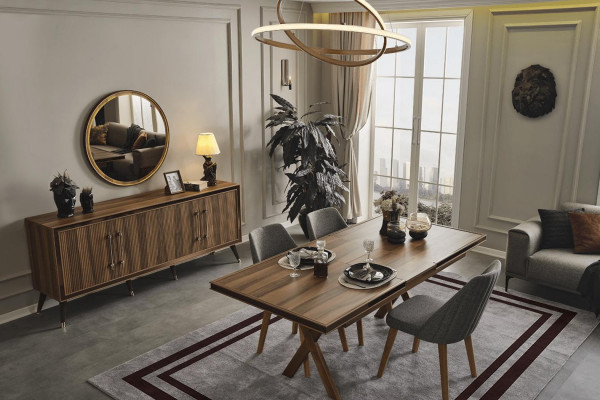 Brown dining room set designer dining room ensemble dining table chairs mirror