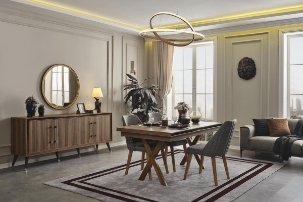 Brown dining room set designer dining room ensemble dining table chairs mirror