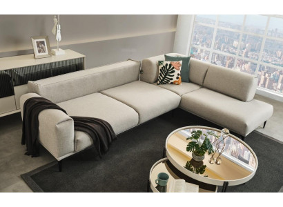 White sectional sofa L-shape designer couch upholstered sofas living room furniture new