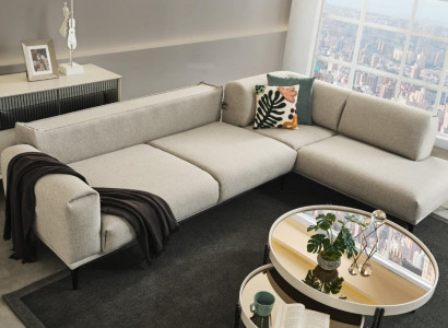 White sectional sofa L-shape designer couch upholstered sofas living room furniture new