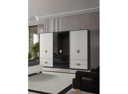 Black and White Bedroom Wardrobe Modern 6-Door Wardrobe
