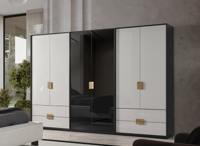 Black and White Bedroom Wardrobe Modern 6-Door Wardrobe
