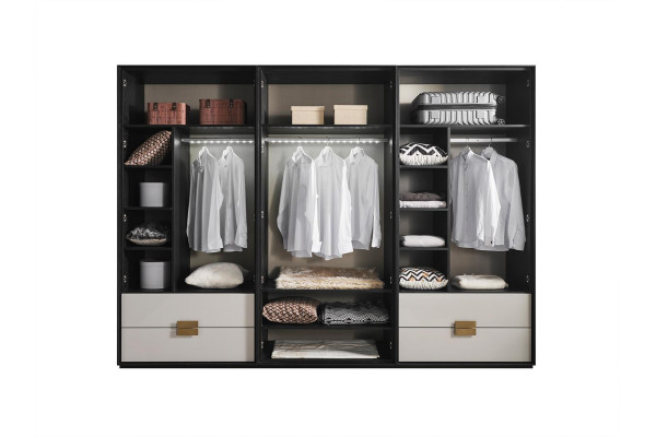 Black and White Bedroom Wardrobe Modern 6-Door Wardrobe
