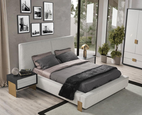 Luxurious bedroom set designer double bed 2x nightstands stylish