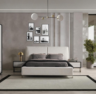 Luxurious bedroom set designer double bed 2x nightstands stylish